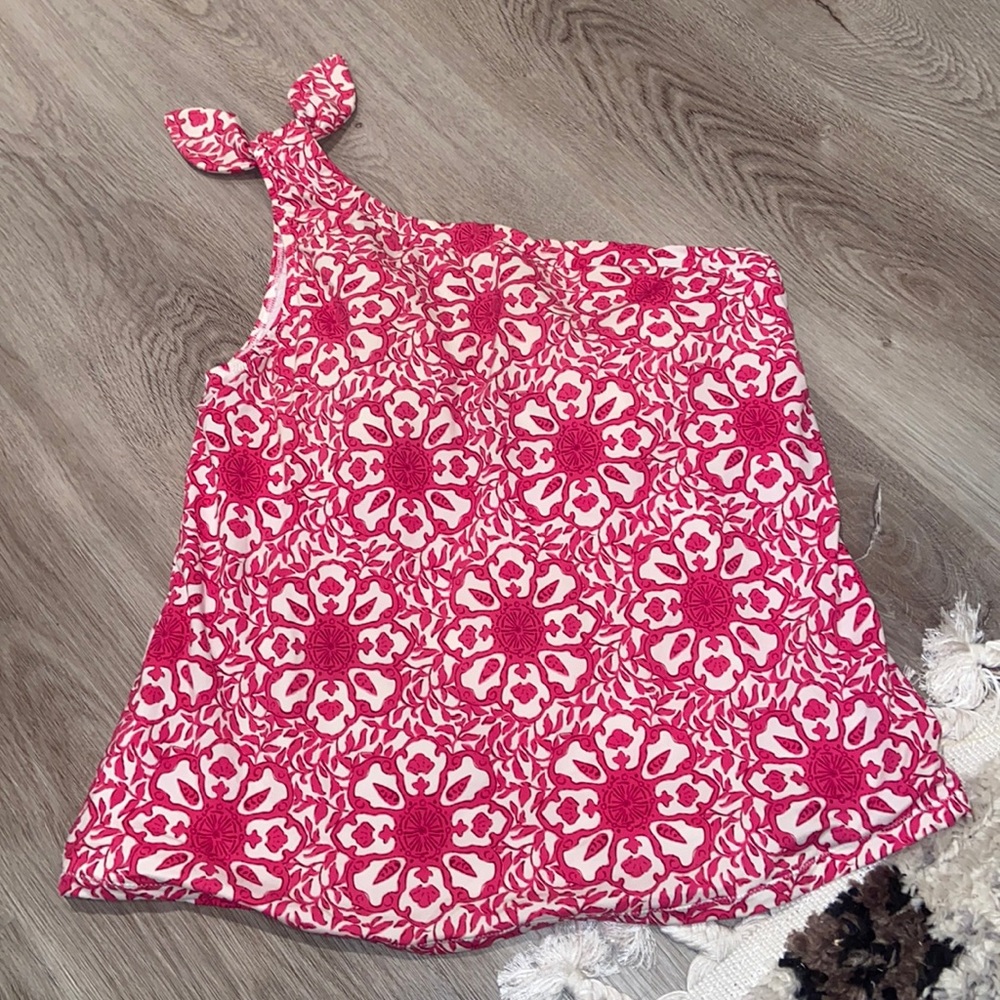 Vineyard Vines Pink and White Floral One Shoulder Bathing Suit Top